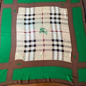 Burberry Prorsum Buckle Plaid Square Silk Scarf.